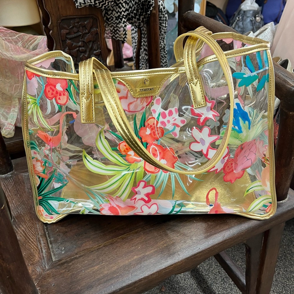 Spartina 449 clear purse with floral design